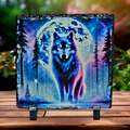 Slate mystical wolf moon picture home decor piece