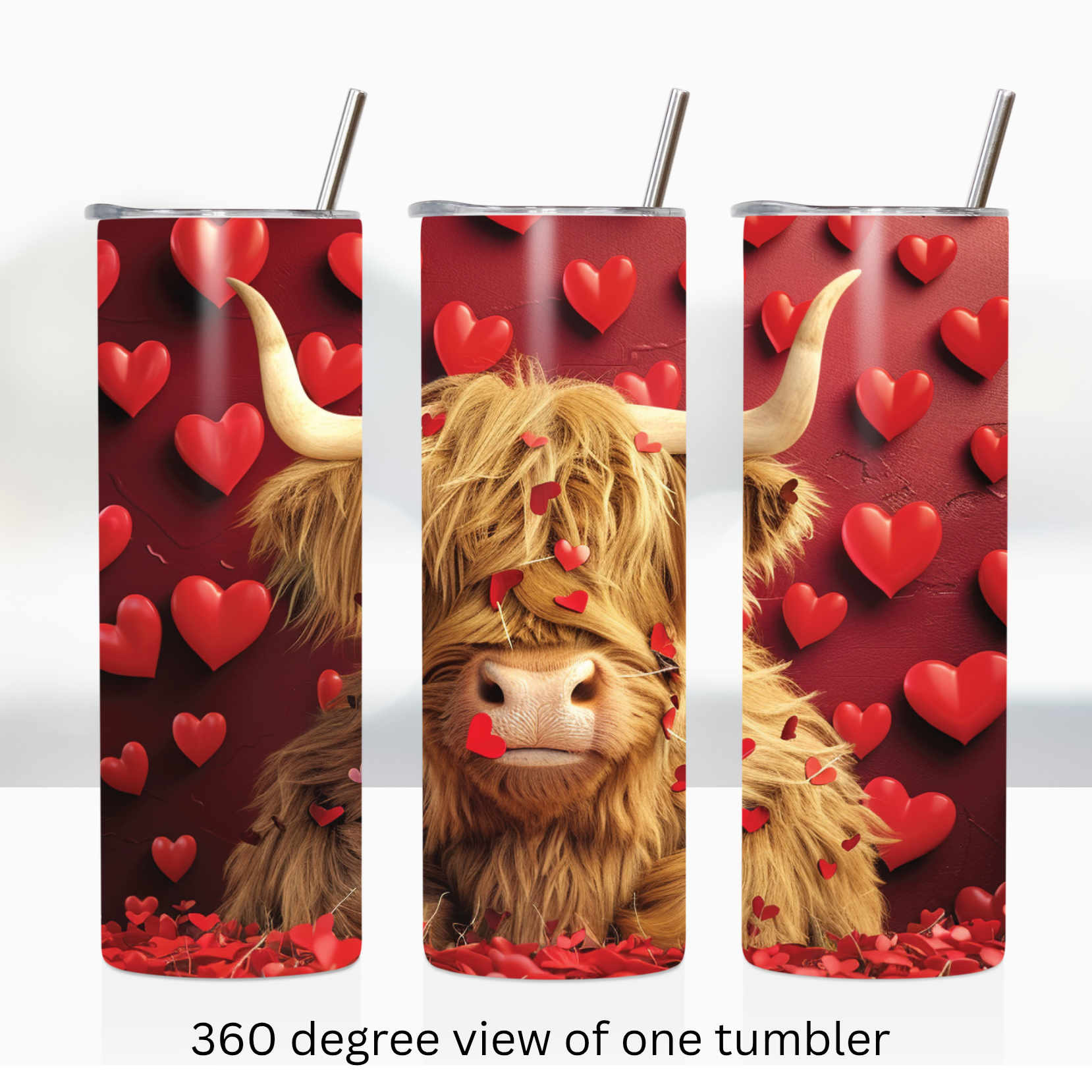 Highland cow love 20oz stainless steel insulated tumbler drinkware valentine
