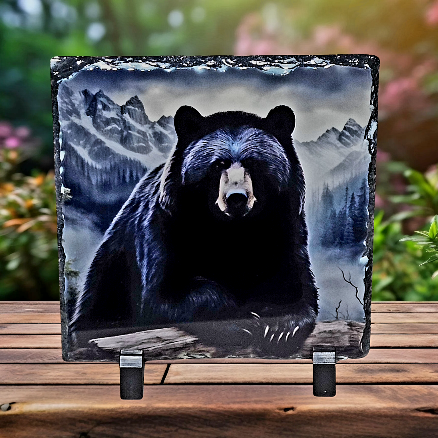 Slate Majestic bear picture home decor new hand-crafted