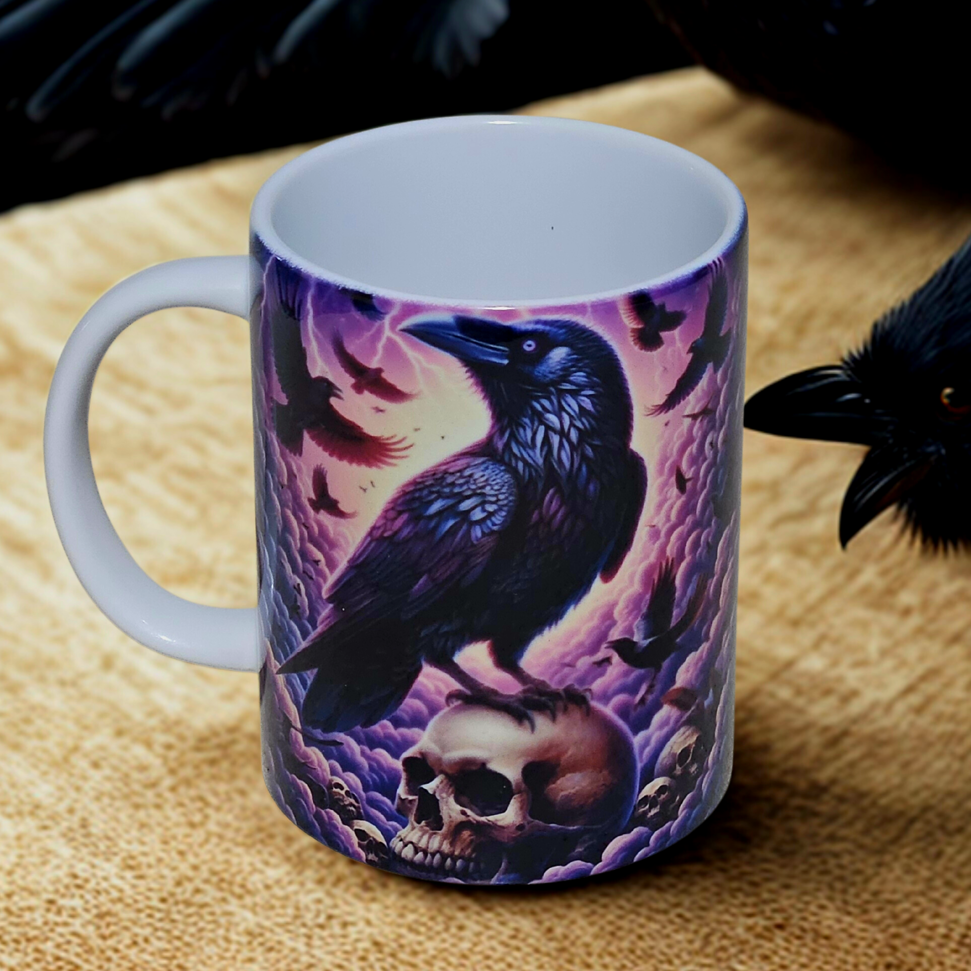 Mystical Raven skull 15oz coffee mug new novelty cup