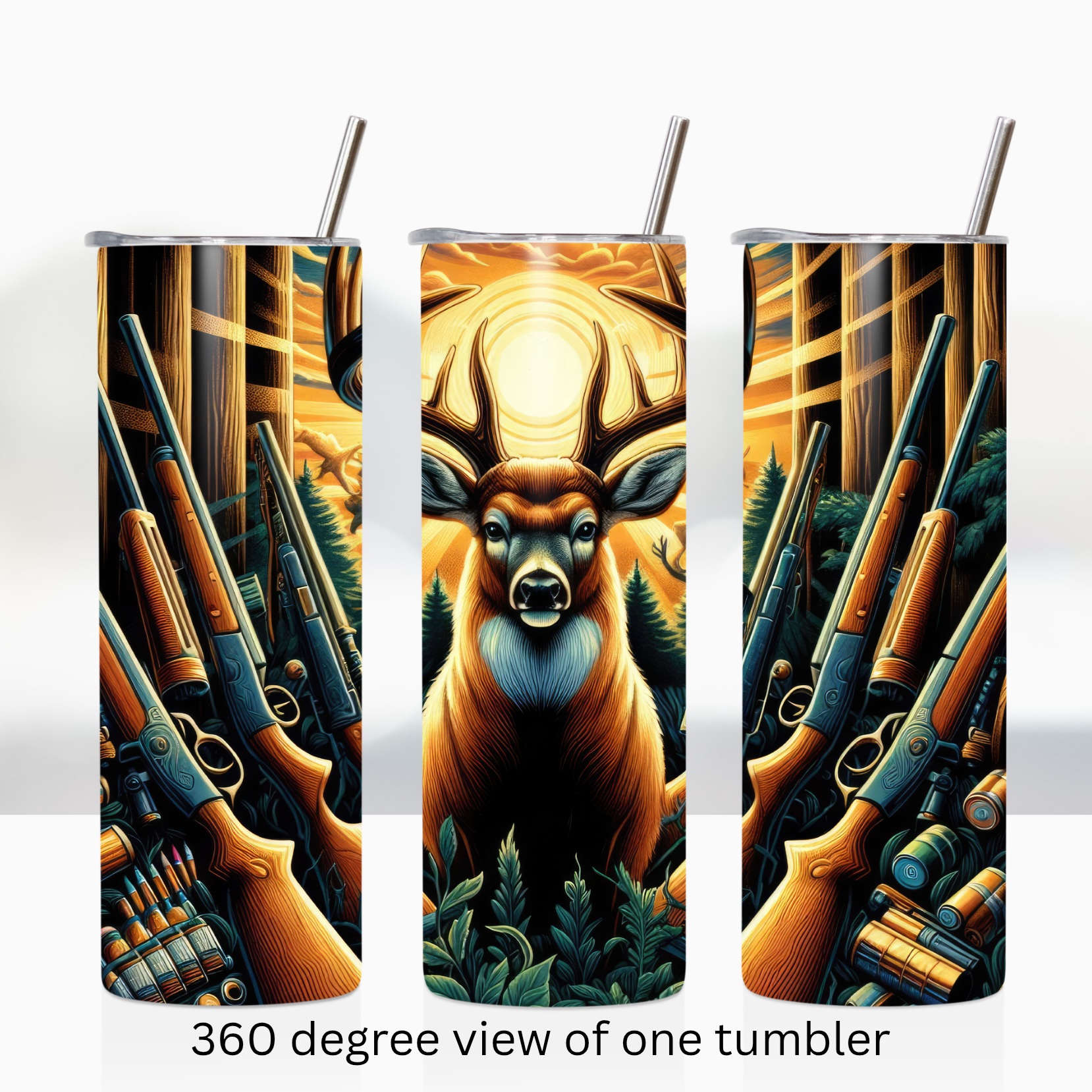 Hunting deer buck 20oz stainless steel insulated tumbler drinkware
