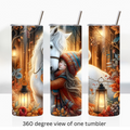 Autumn horse girl 20oz stainless steel insulated tumbler drinkware travel cup water bottle