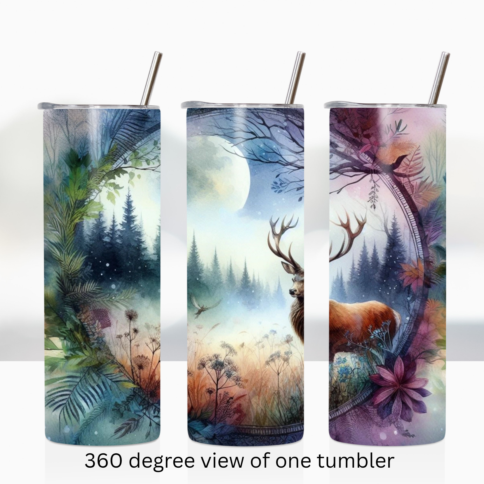 Forest moon deer buck 20oz stainless steel insulated tumbler drinkware