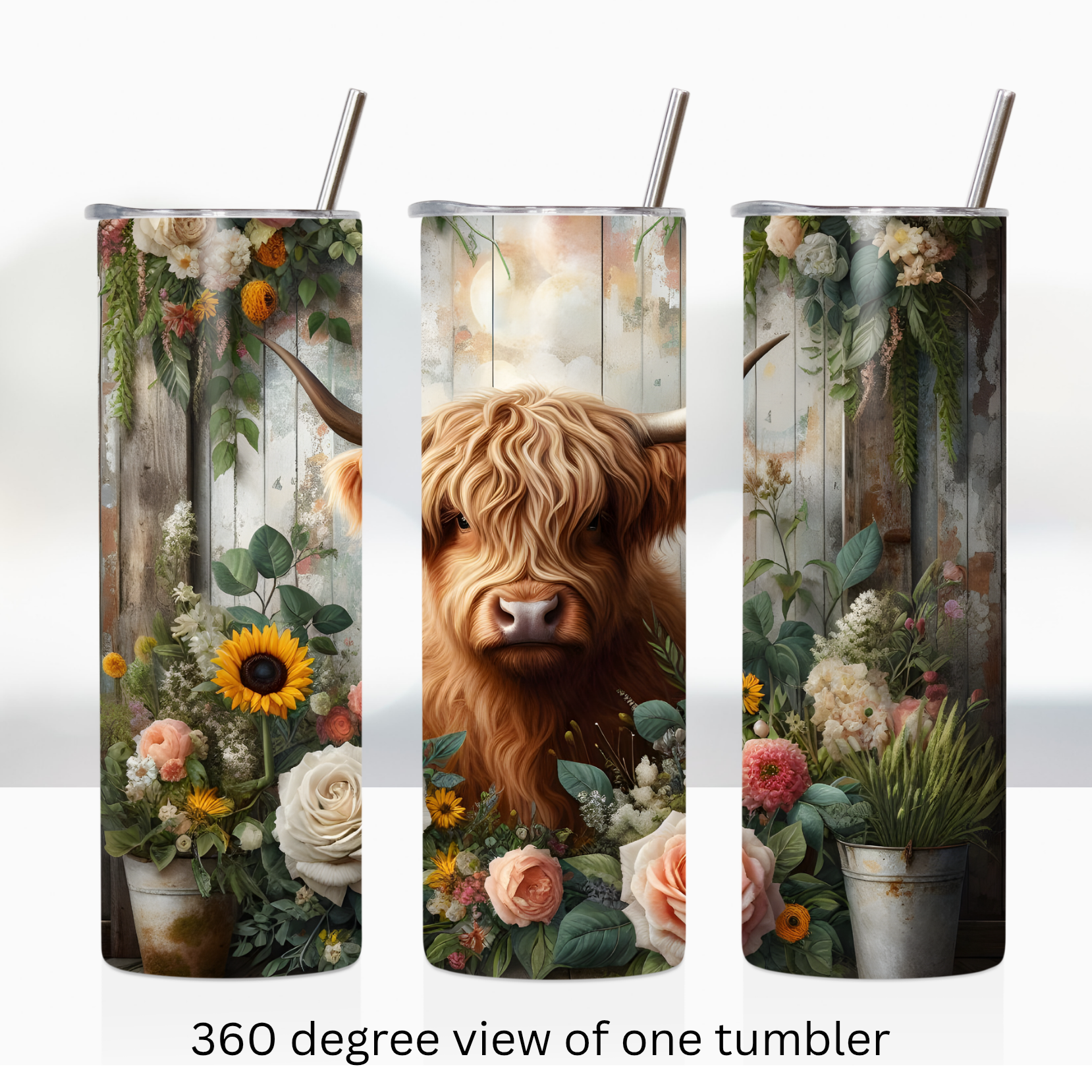 Highland cow spring 20oz stainless steel insulated tumbler drinkware