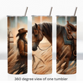 Cowgirl horse 20oz stainless steel insulated tumbler drinkware travel cup water bottle