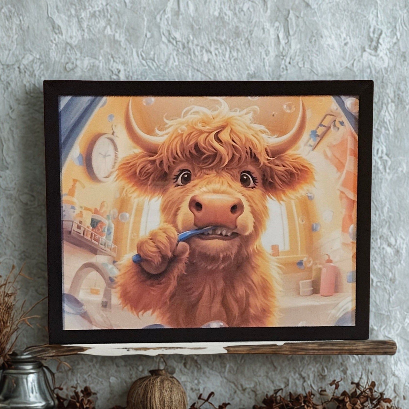 Highland cow bathroom decor 8x10 inch print