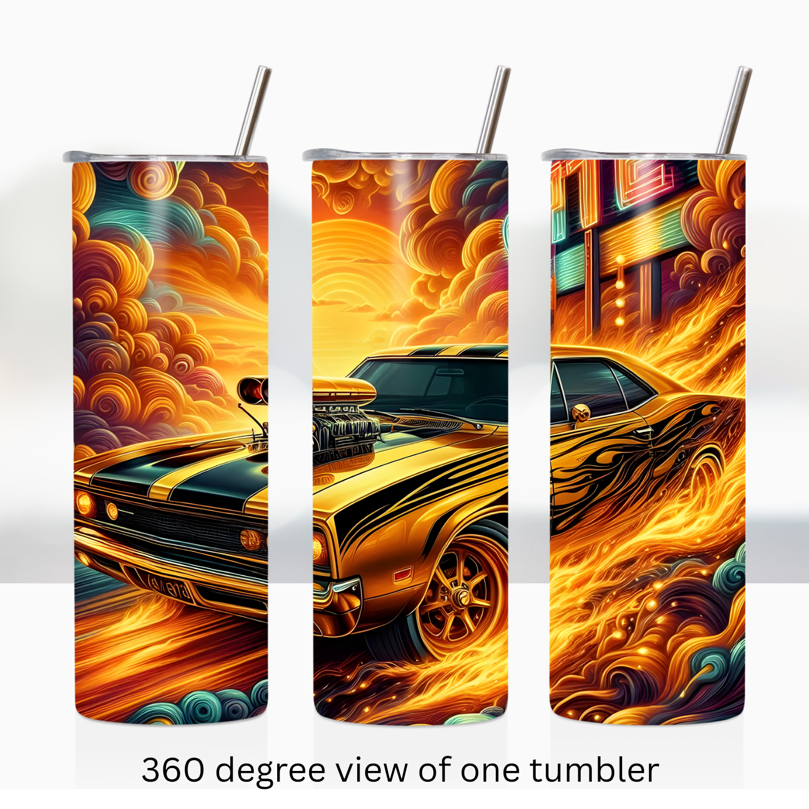 Classic muscle car 20oz stainless steel insulated tumbler drinkware