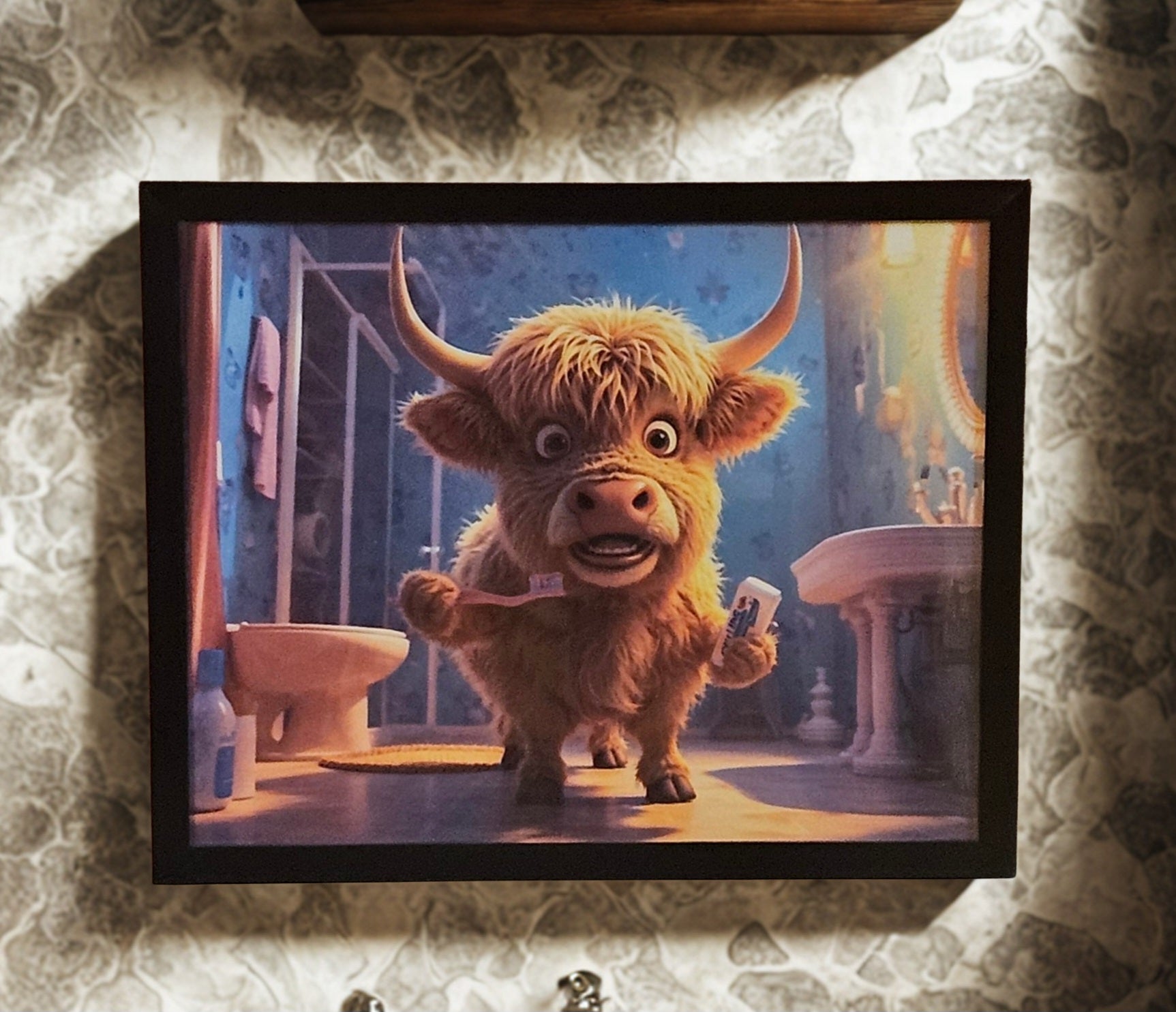 Highland cow bathroom decor 8x10 inch print