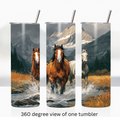 Wild horses 20oz stainless steel insulated tumbler drinkware travel cup water bottle