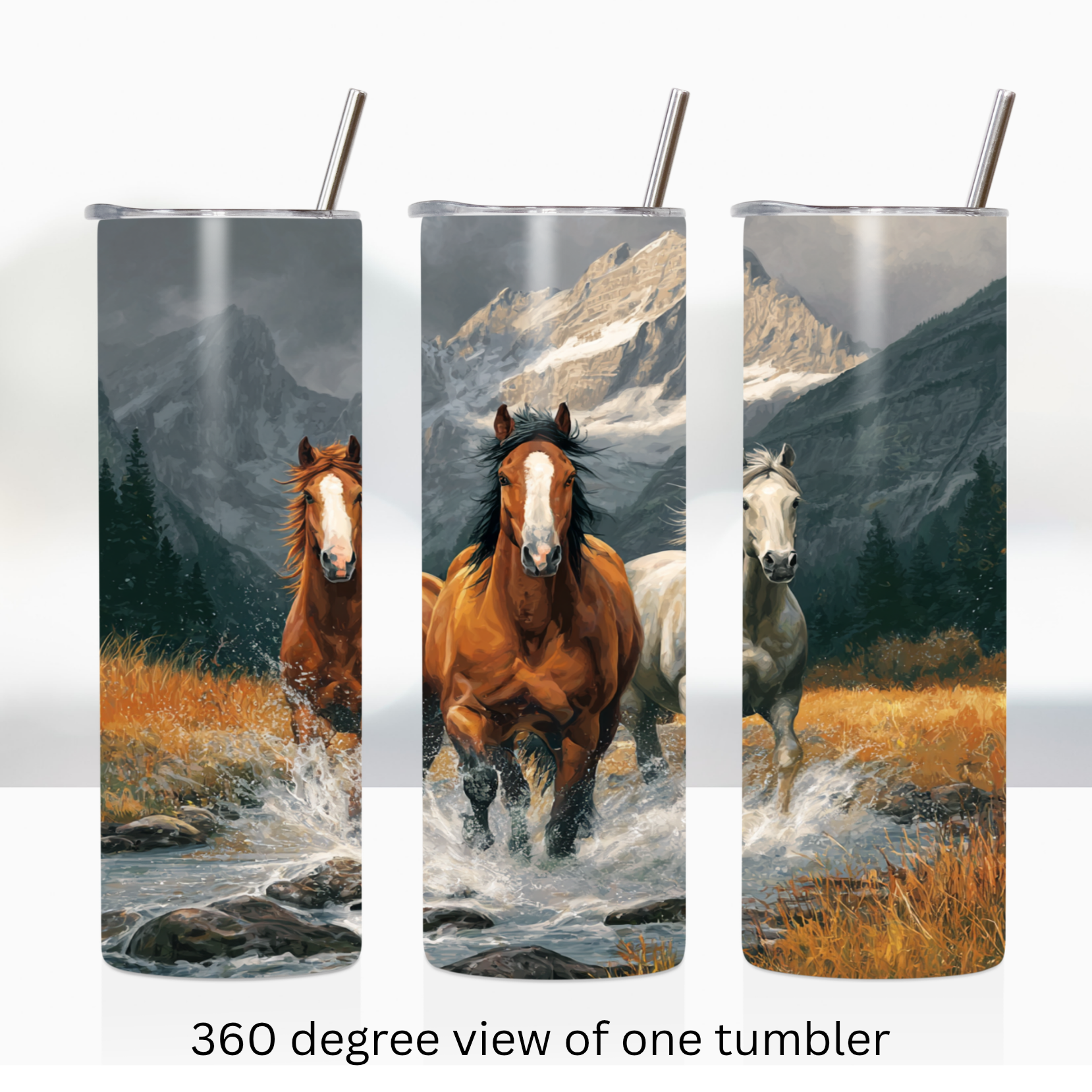 Wild horses 20oz stainless steel insulated tumbler drinkware travel cup water bottle