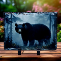 Slate black bear picture home decor piece