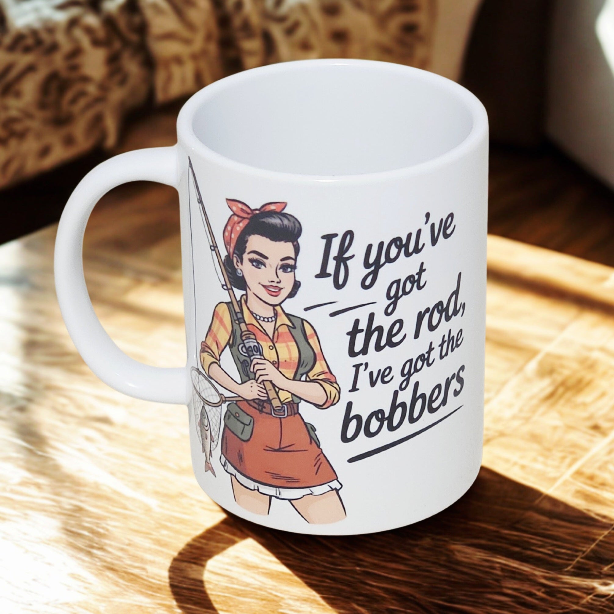 Sarcastic fishing retro girl 15oz coffee mug new humorous