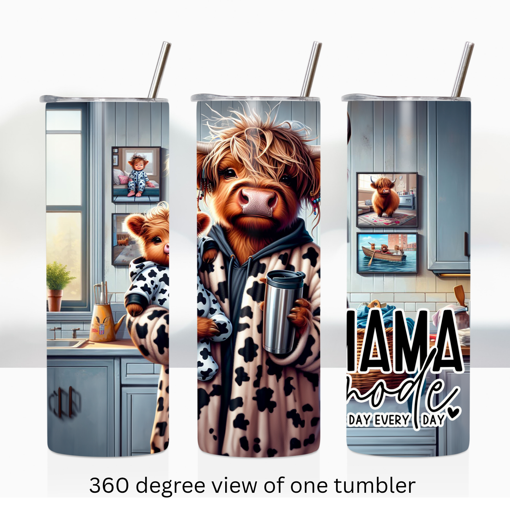 Highland cow mama mode 20oz stainless steel insulated tumbler drinkware