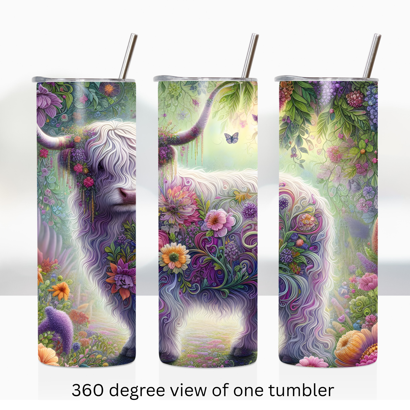 Highland cow spring 20oz stainless steel insulated tumbler drinkware