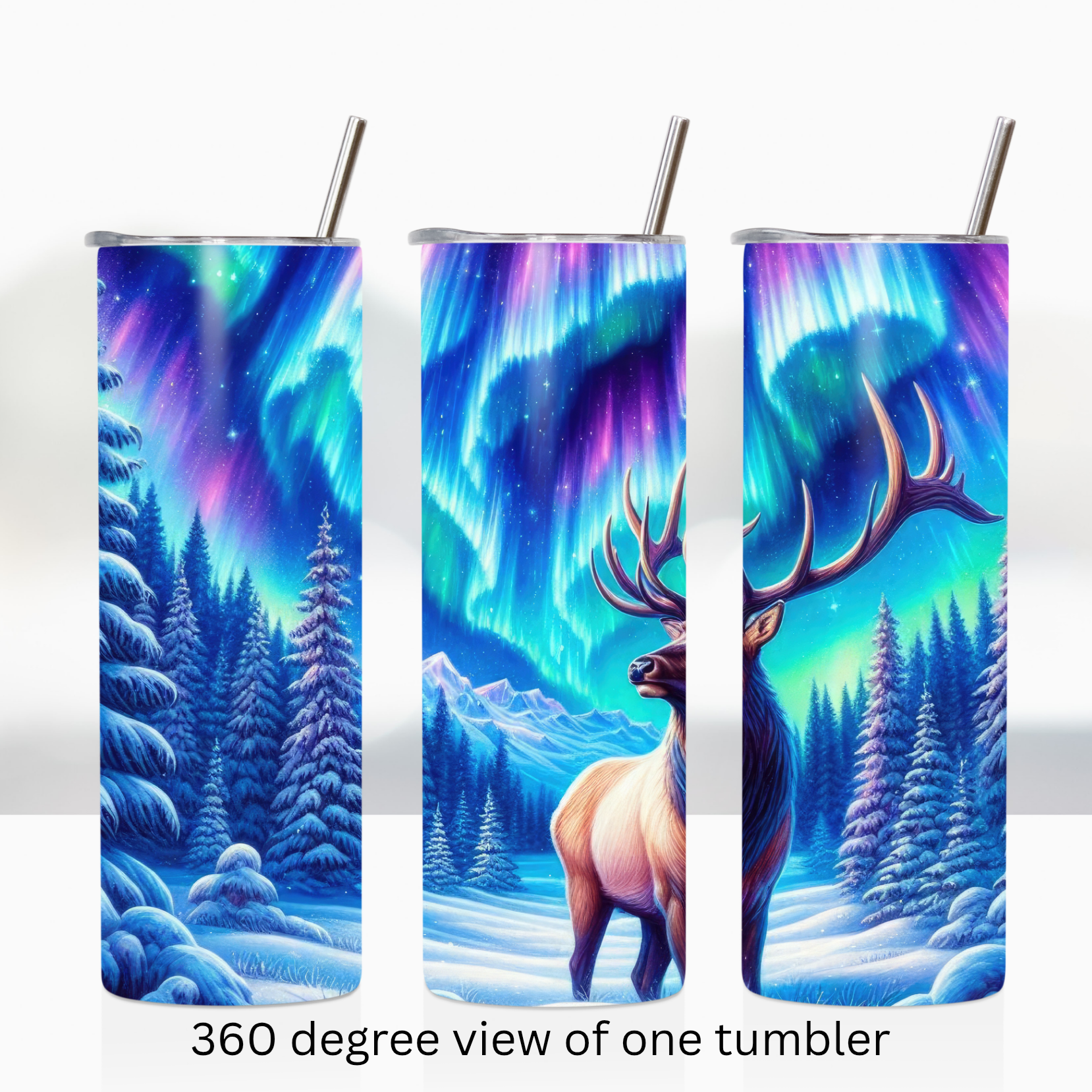Northern lights elk 20oz stainless steel insulated tumbler drinkware