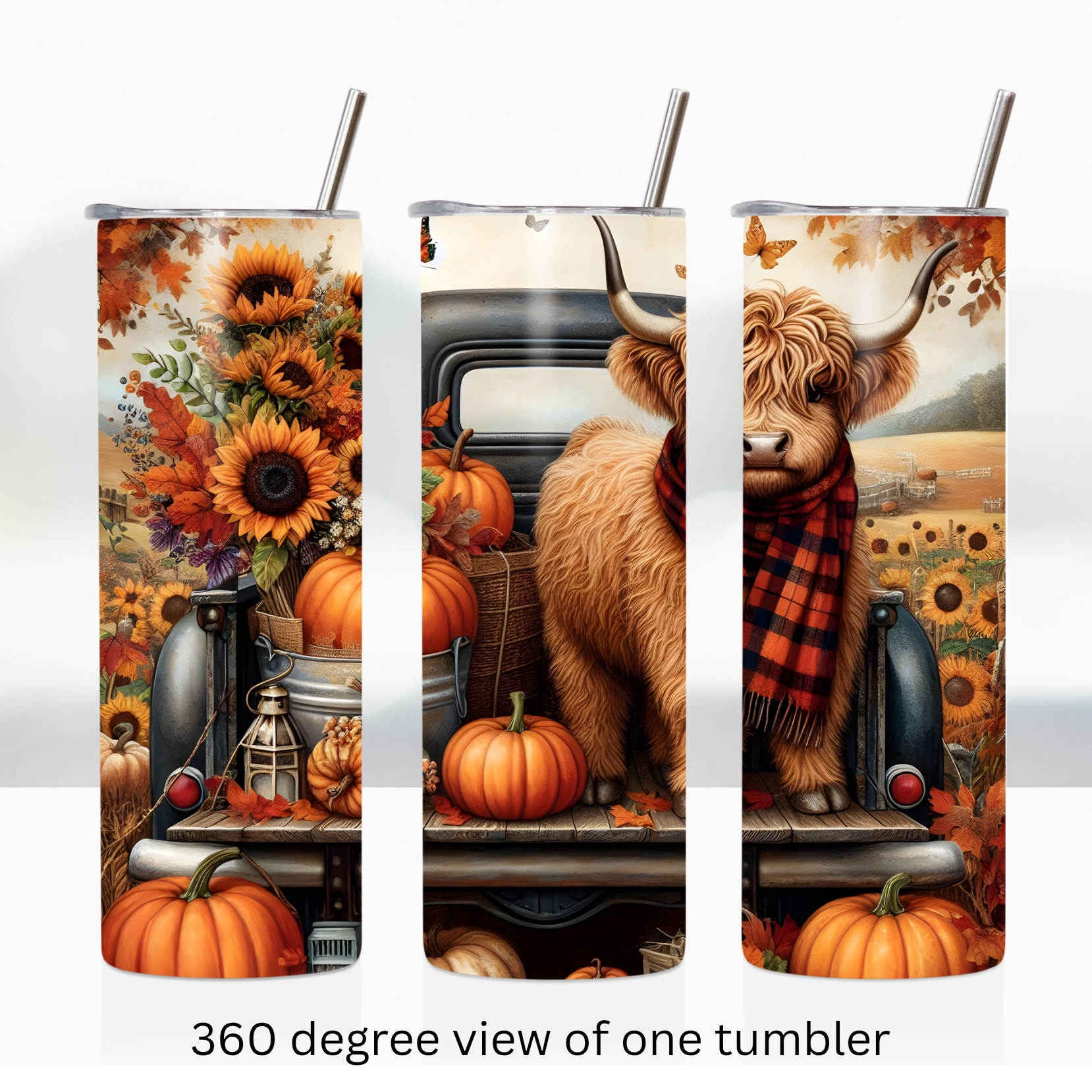 Highland cow pumpkin fall 20oz stainless steel insulated tumbler drinkware