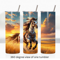 Sunset tribal horse 20oz stainless steel insulated tumbler drinkware travel cup water bottle