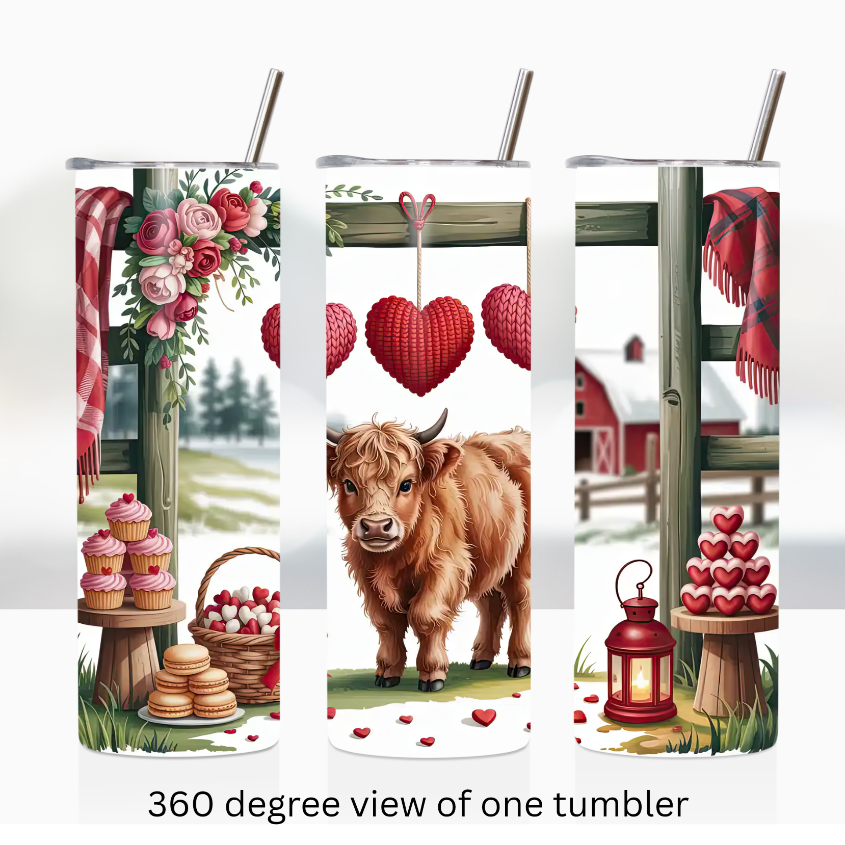 Highland cow love 20oz stainless steel insulated tumbler drinkware valentine