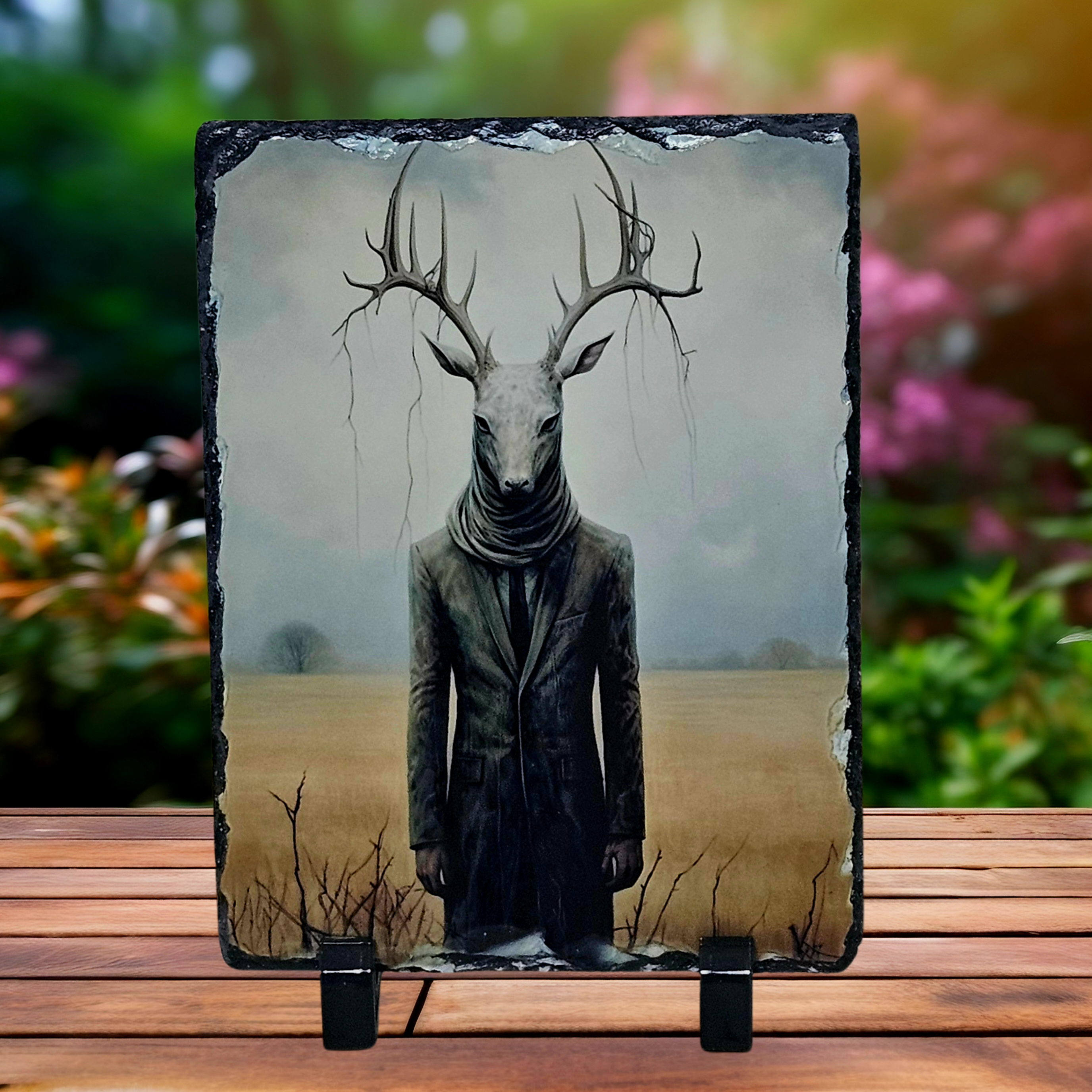 Slate anthropomorphic stag picture home decor new