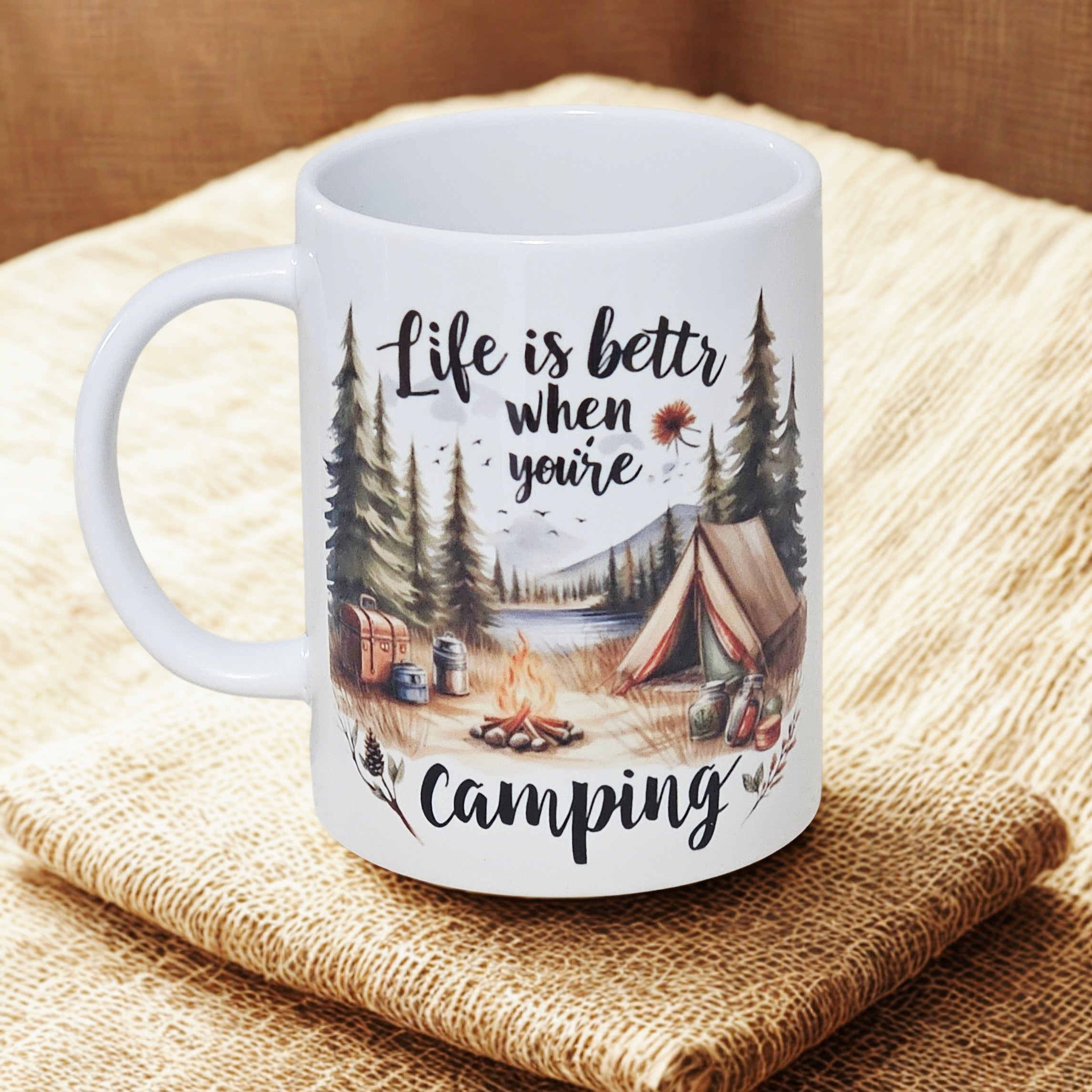 Camping life 15oz coffee mug new novelty cup