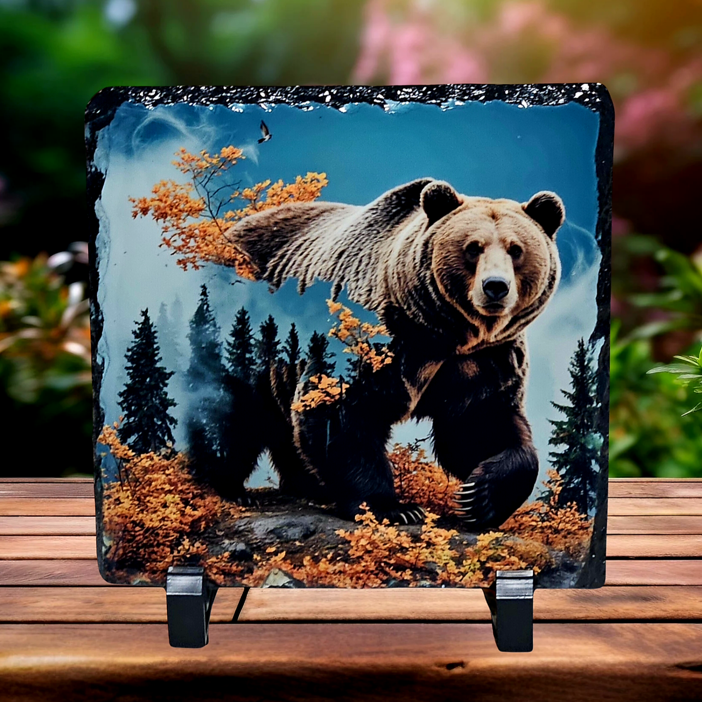 Slate Majestic fall bear picture home decor piece