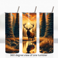 Forest sunset elk 20oz stainless steel insulated tumbler drinkware