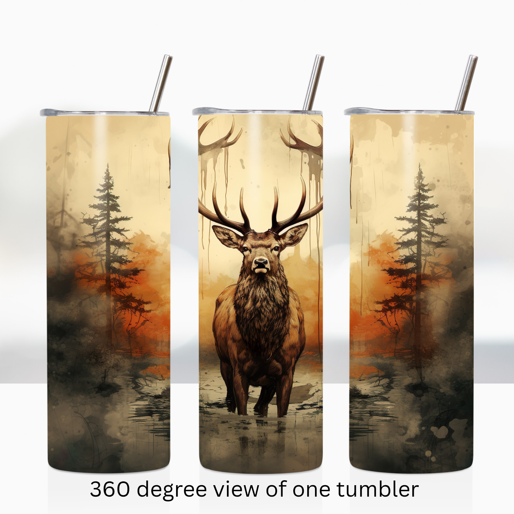 Deer buck 20oz stainless steel insulated tumbler drinkware