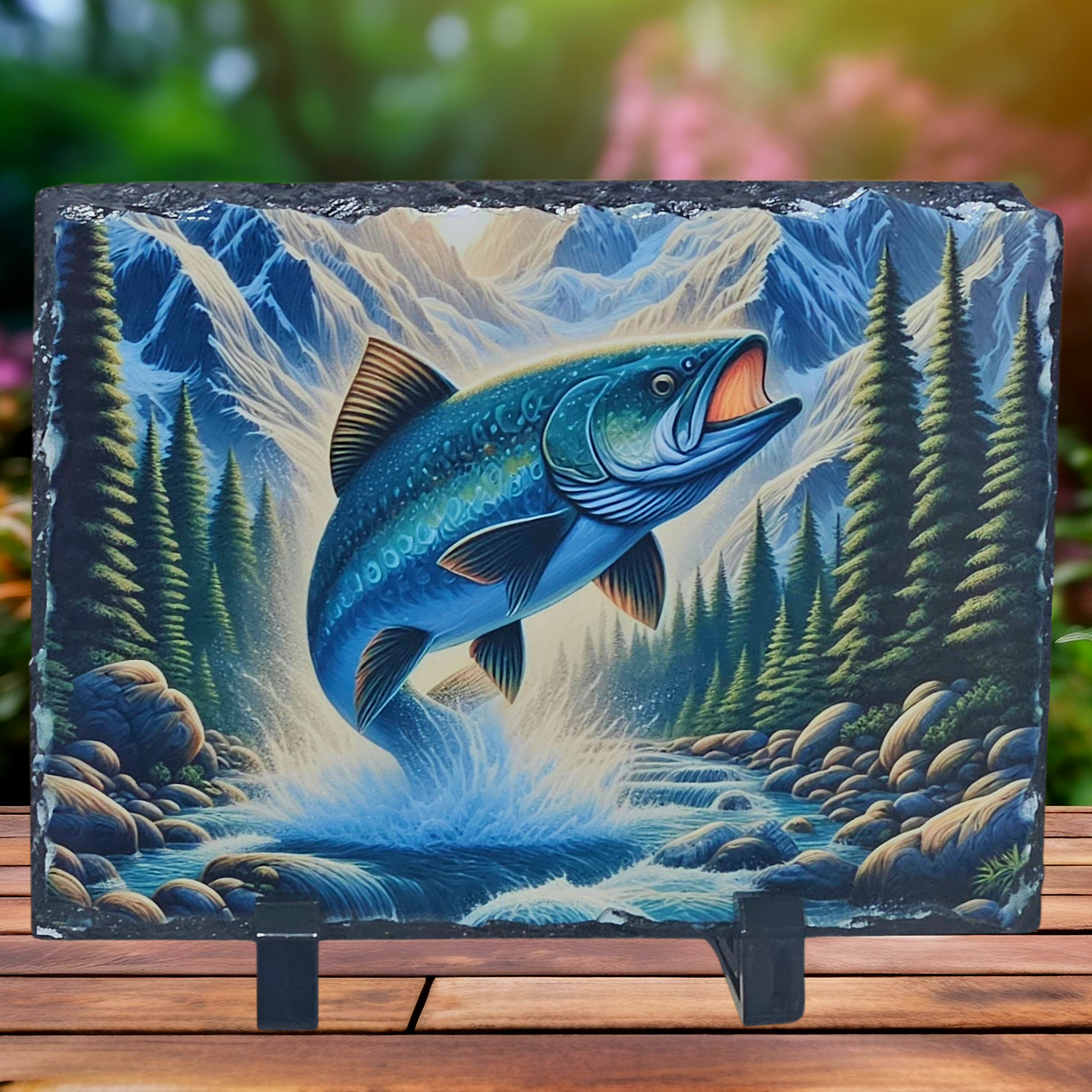 Slate wildlife fish trout picture home decor new
