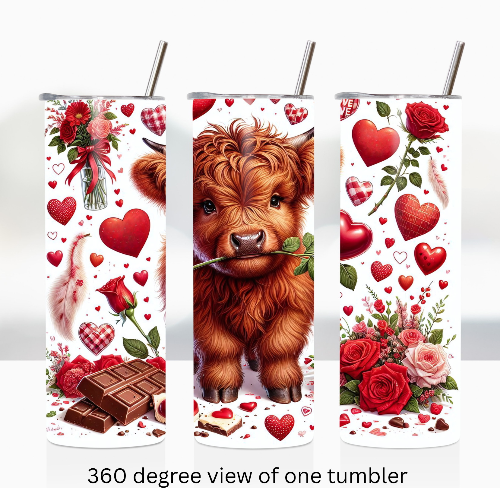 Highland cow love 20oz stainless steel insulated tumbler drinkware valentine