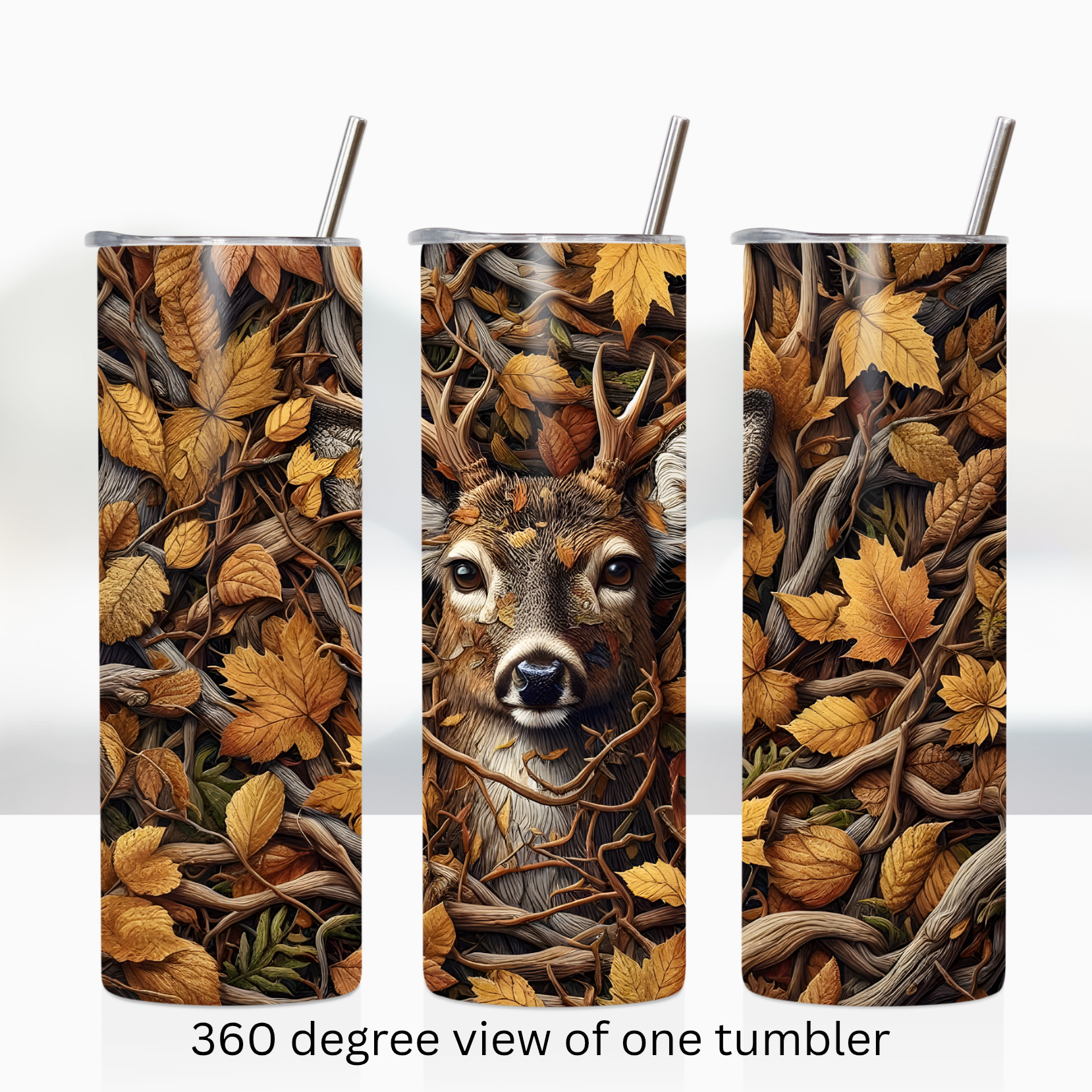 Fall camouflage deer buck 20oz stainless steel insulated tumbler drinkware