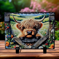 Slate highland cow picture home decor