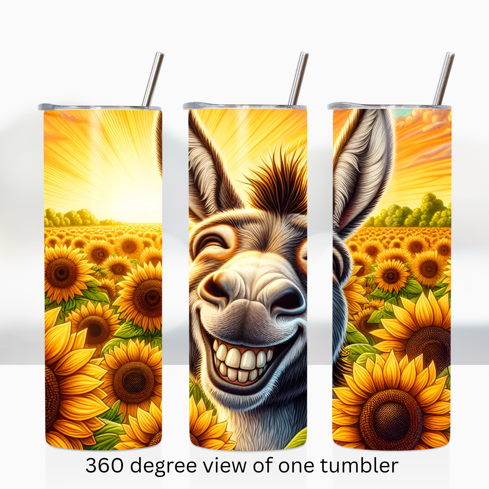 Happy sunflower donkey 20oz stainless steel insulated tumbler drinkware