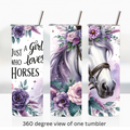 Girl loves horses 20oz stainless steel insulated tumbler drinkware travel cup water bottle