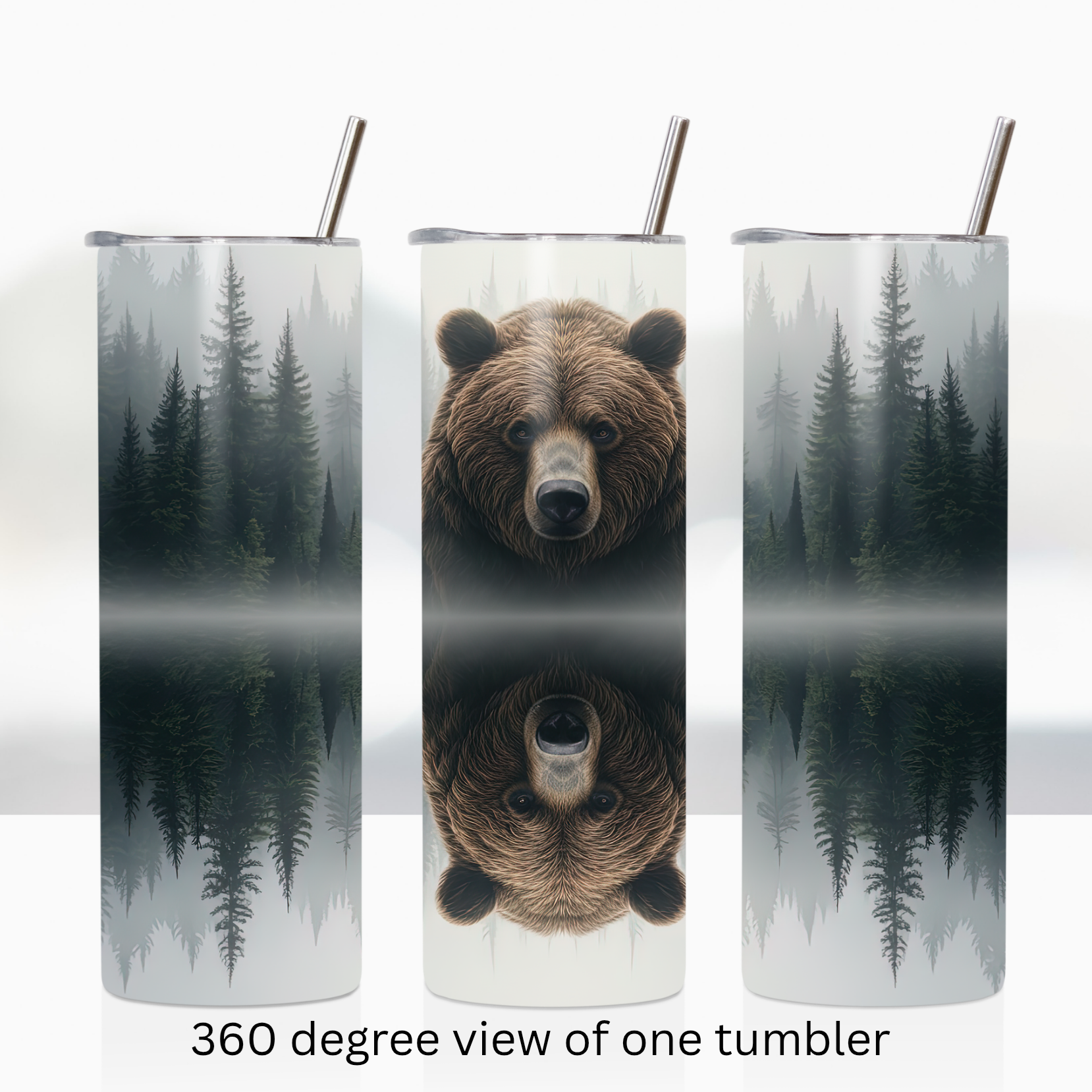 Water reflection bear 20oz stainless steel insulated tumbler drinkware