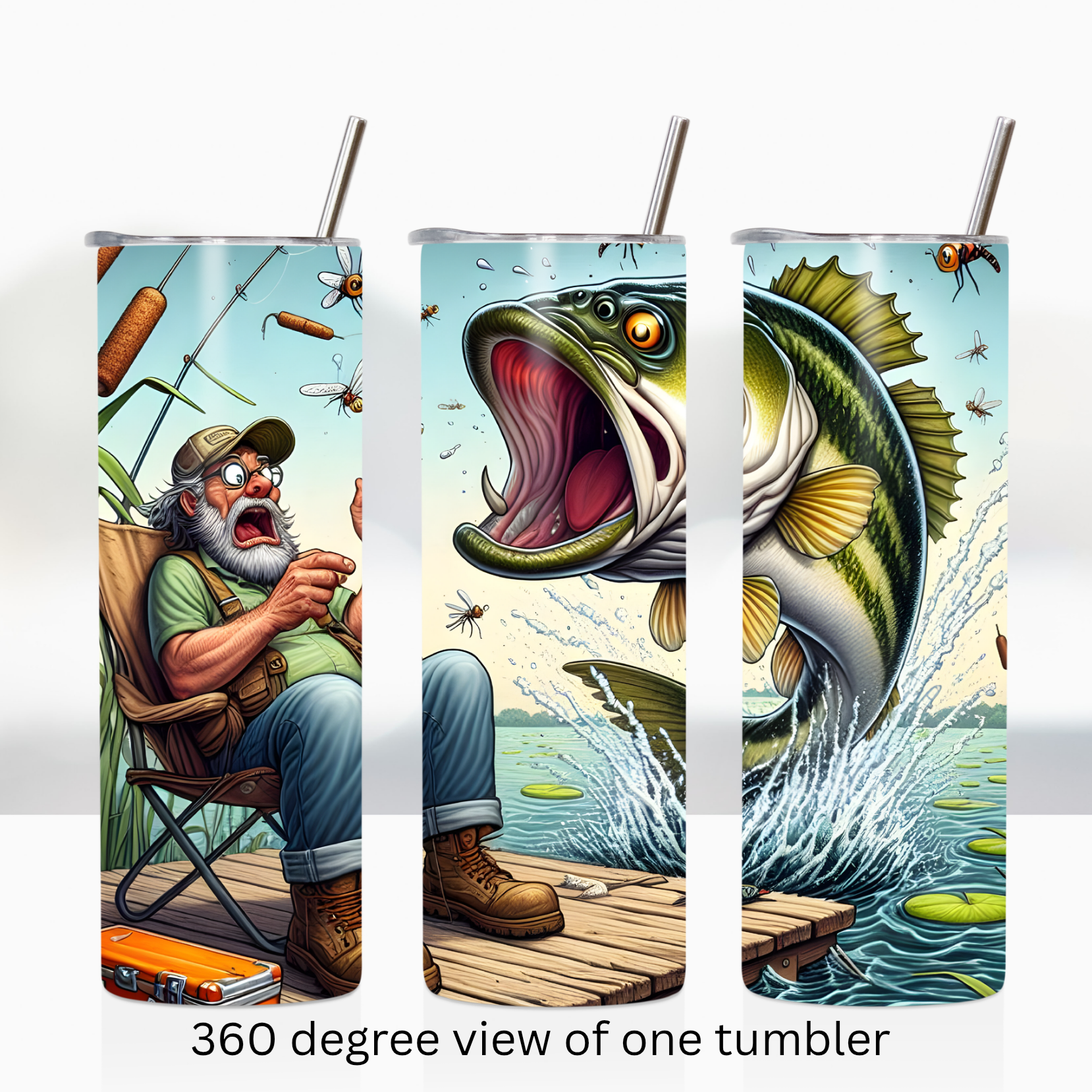 Fisherman fishing 20oz stainless steel insulated tumbler drinkware humorous funny