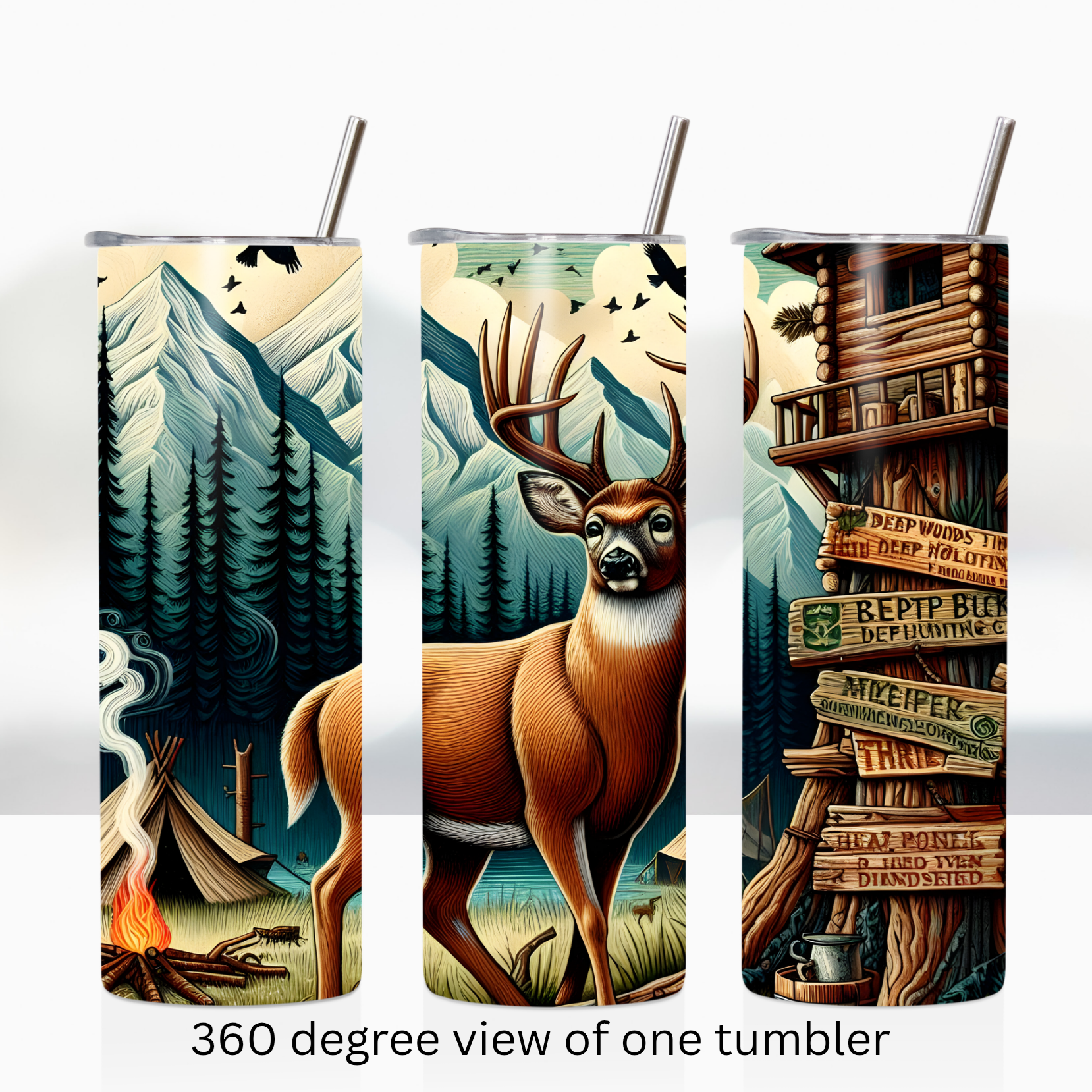 Woodland forest deer 20oz stainless steel insulated tumbler drinkware