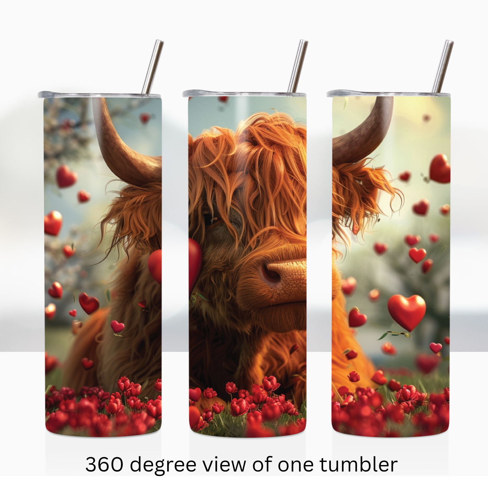 Highland cow love 20oz stainless steel insulated tumbler drinkware valentine