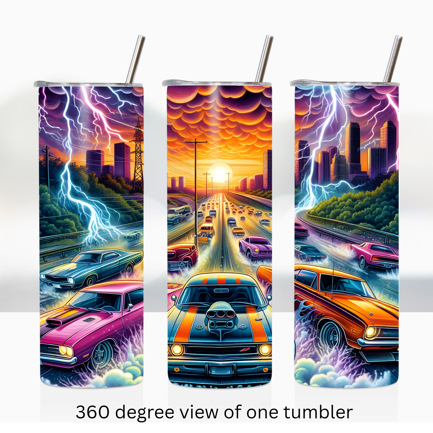 Classic muscle car 20oz stainless steel insulated tumbler drinkware