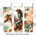 Horse cowgirl 20oz stainless steel insulated tumbler drinkware travel cup water bottle