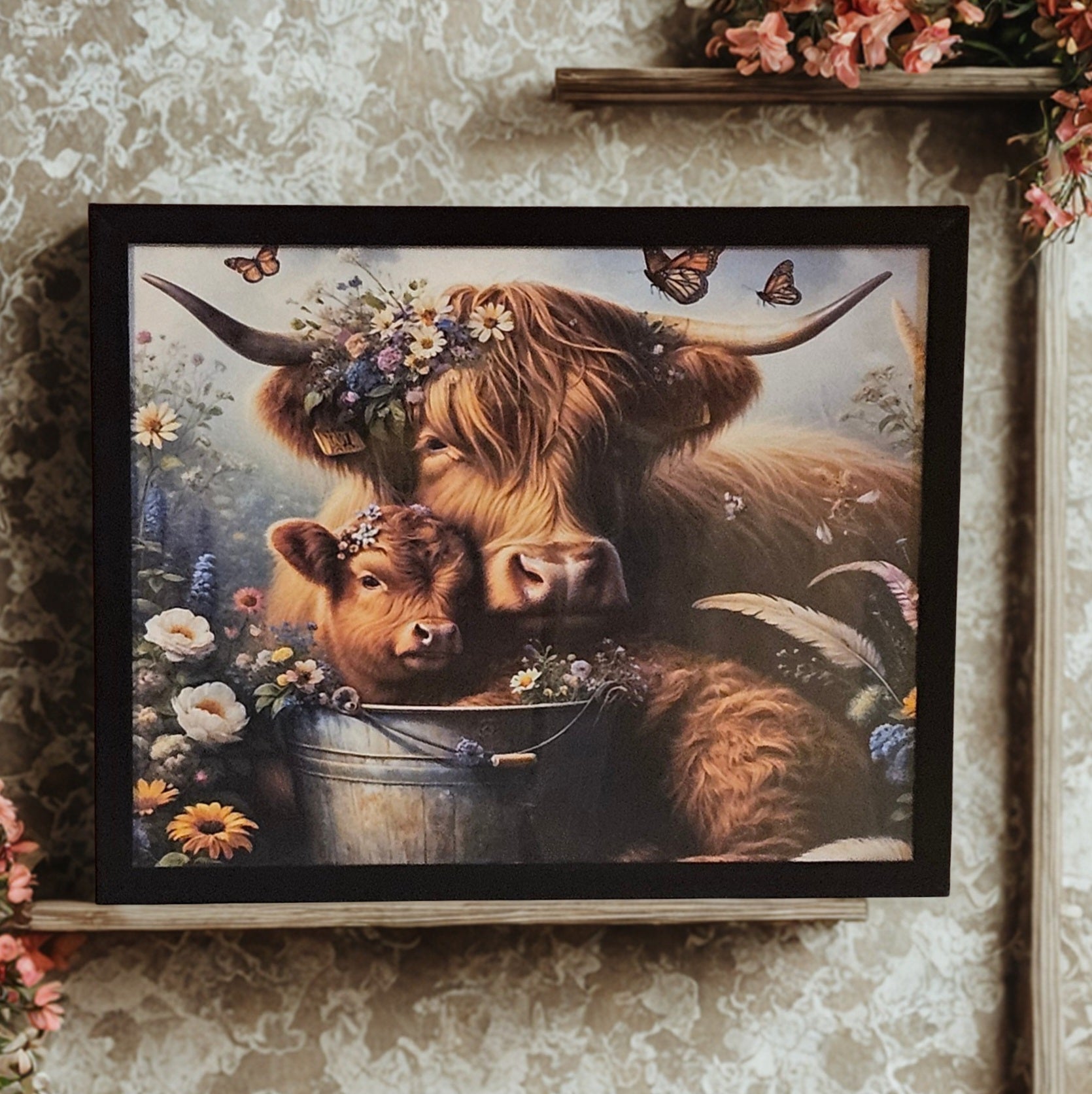 Highland cow spring decor 8x10 inch print wall art home decor