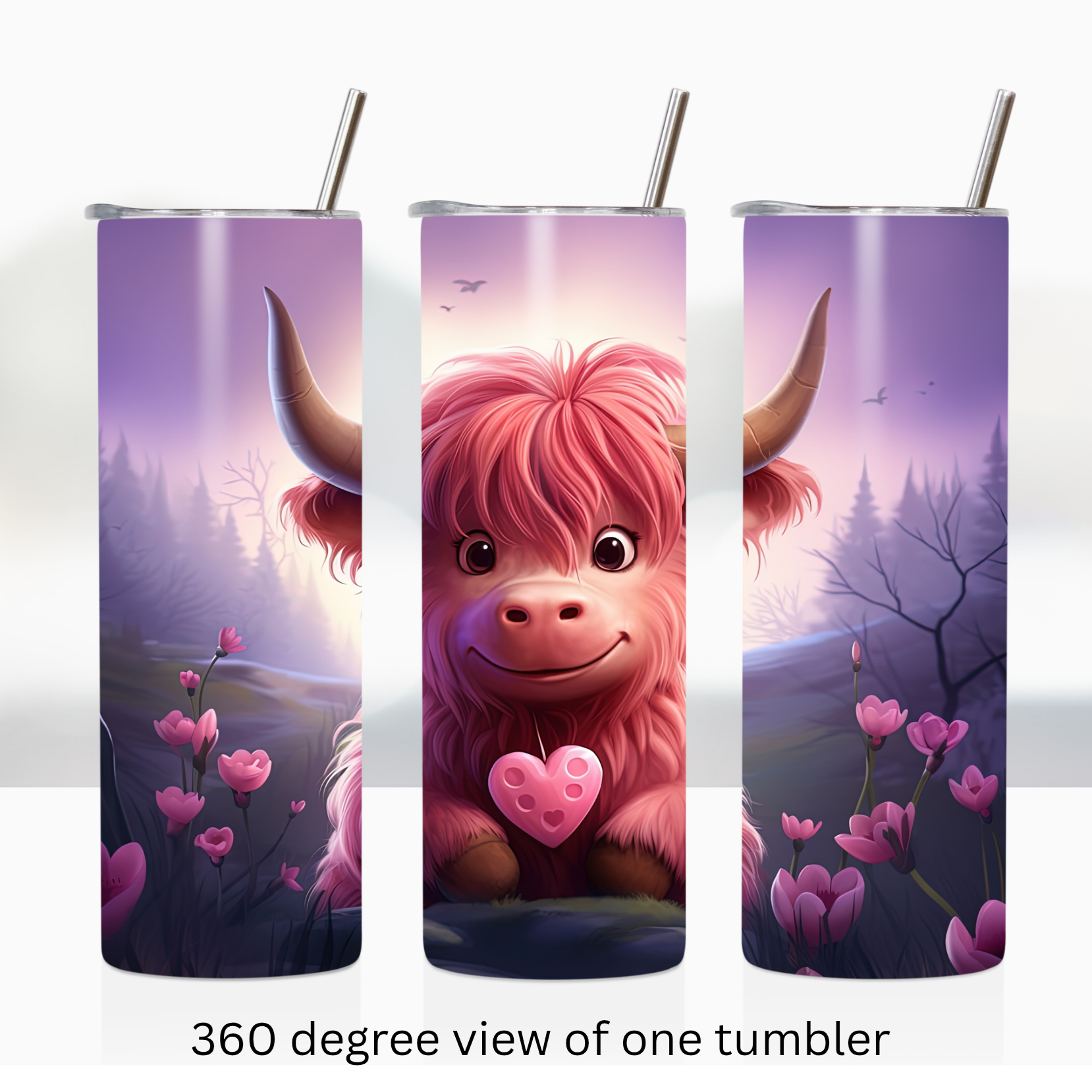 Highland cow love 20oz stainless steel insulated tumbler drinkware valentine