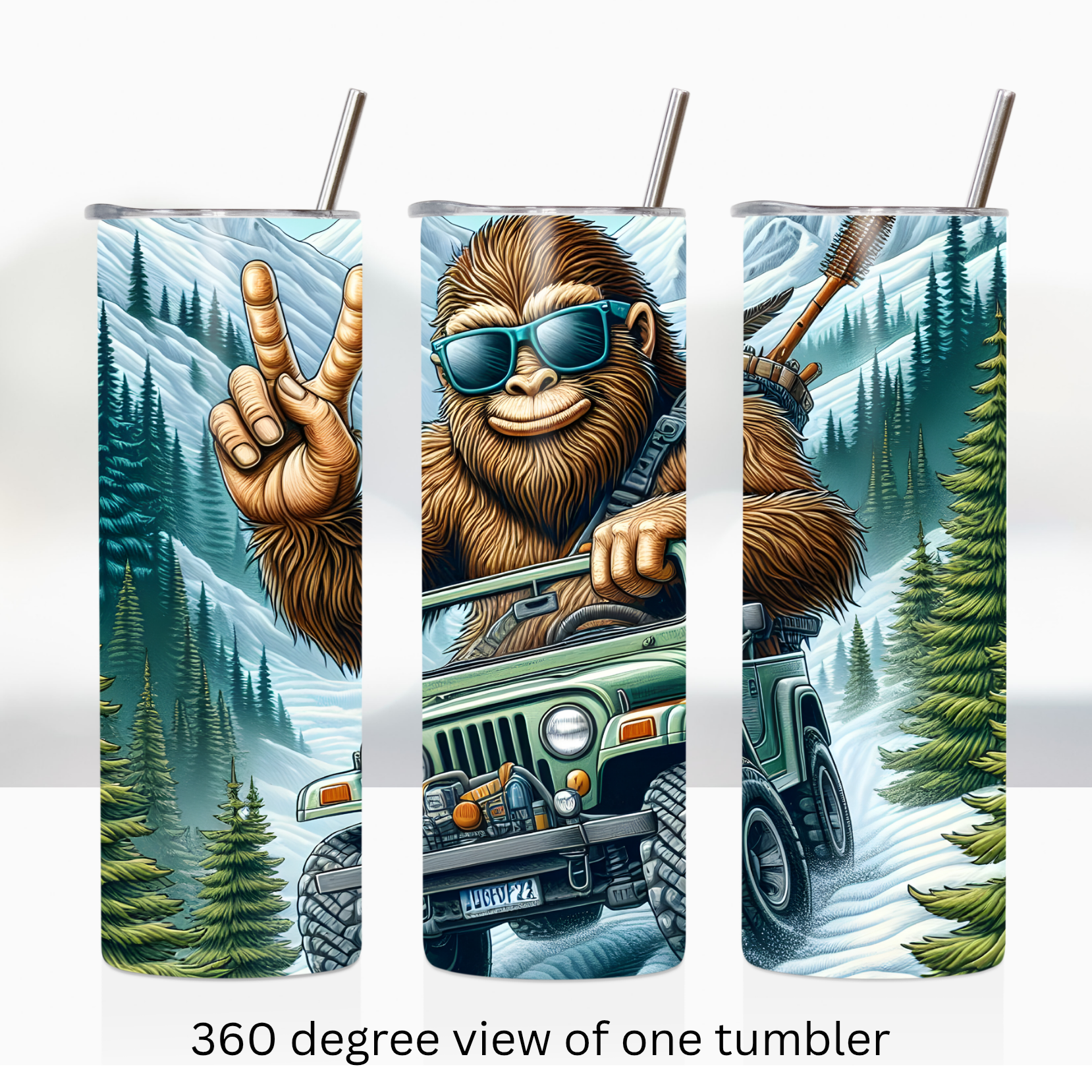 Sasquatch 4x4 jeep 20oz stainless steel insulated tumbler drinkware