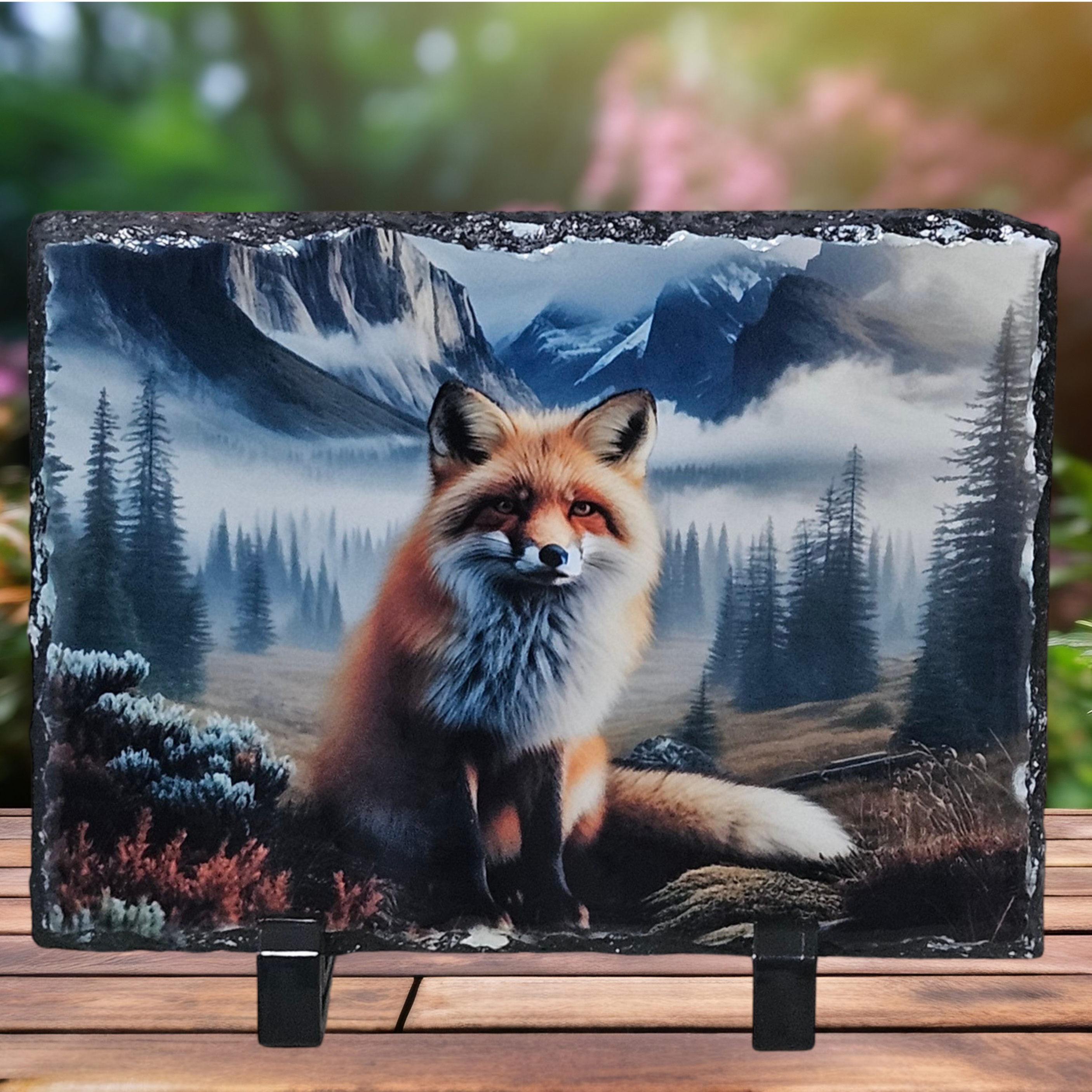 Slate wildlife fox picture home decor new hand-crafted