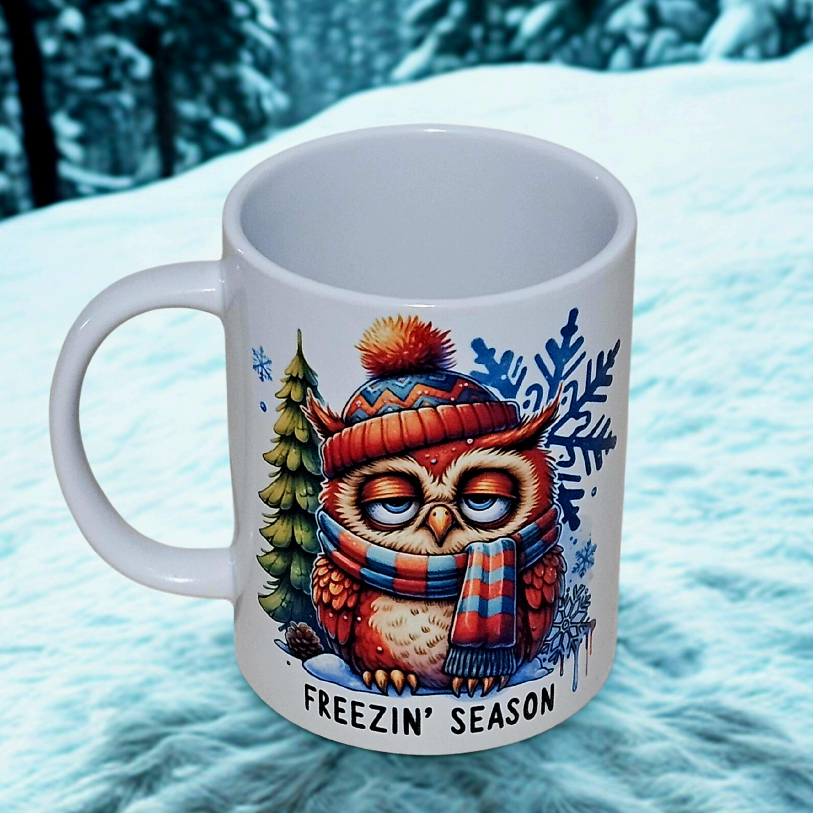 Winter owl 15oz coffee mug new novelty cup