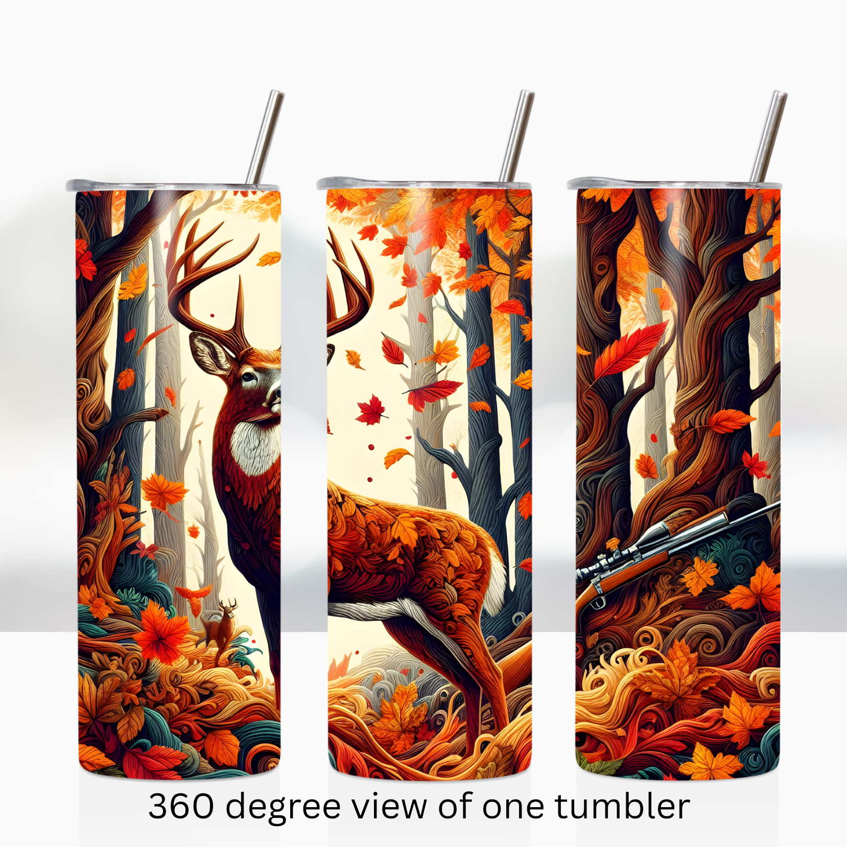 Autumn forest deer buck 20oz stainless steel insulated tumbler drinkware