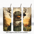 Anthropomorphic camo deer hunting 20oz stainless steel insulated tumbler drinkware