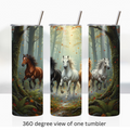 Wild horses forest 20oz stainless steel insulated tumbler drinkware travel cup water bottle
