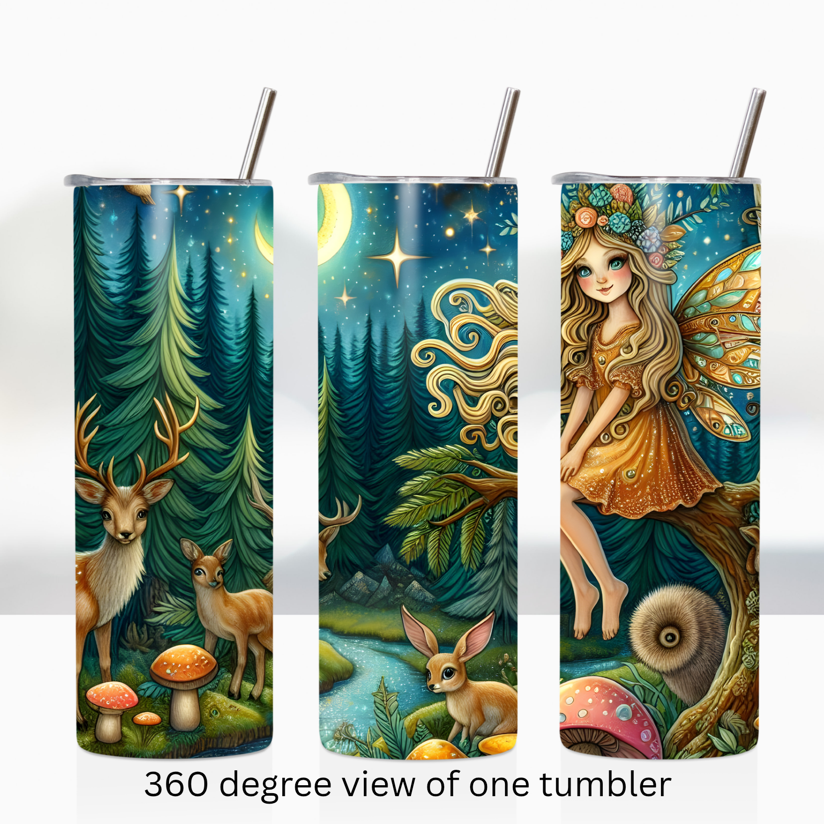 Fairy woodland animals 20oz stainless steel insulated tumbler drinkware