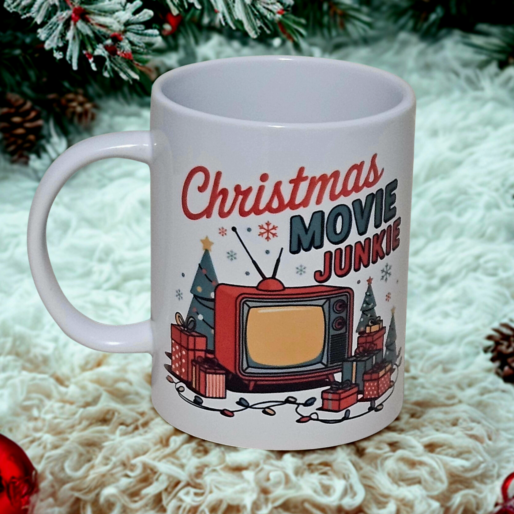 Christmas movie junkie 15oz coffee mug new novelty cup