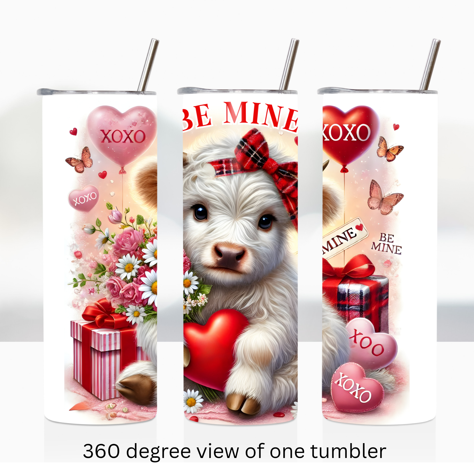 Highland cow love 20oz stainless steel insulated tumbler drinkware valentine